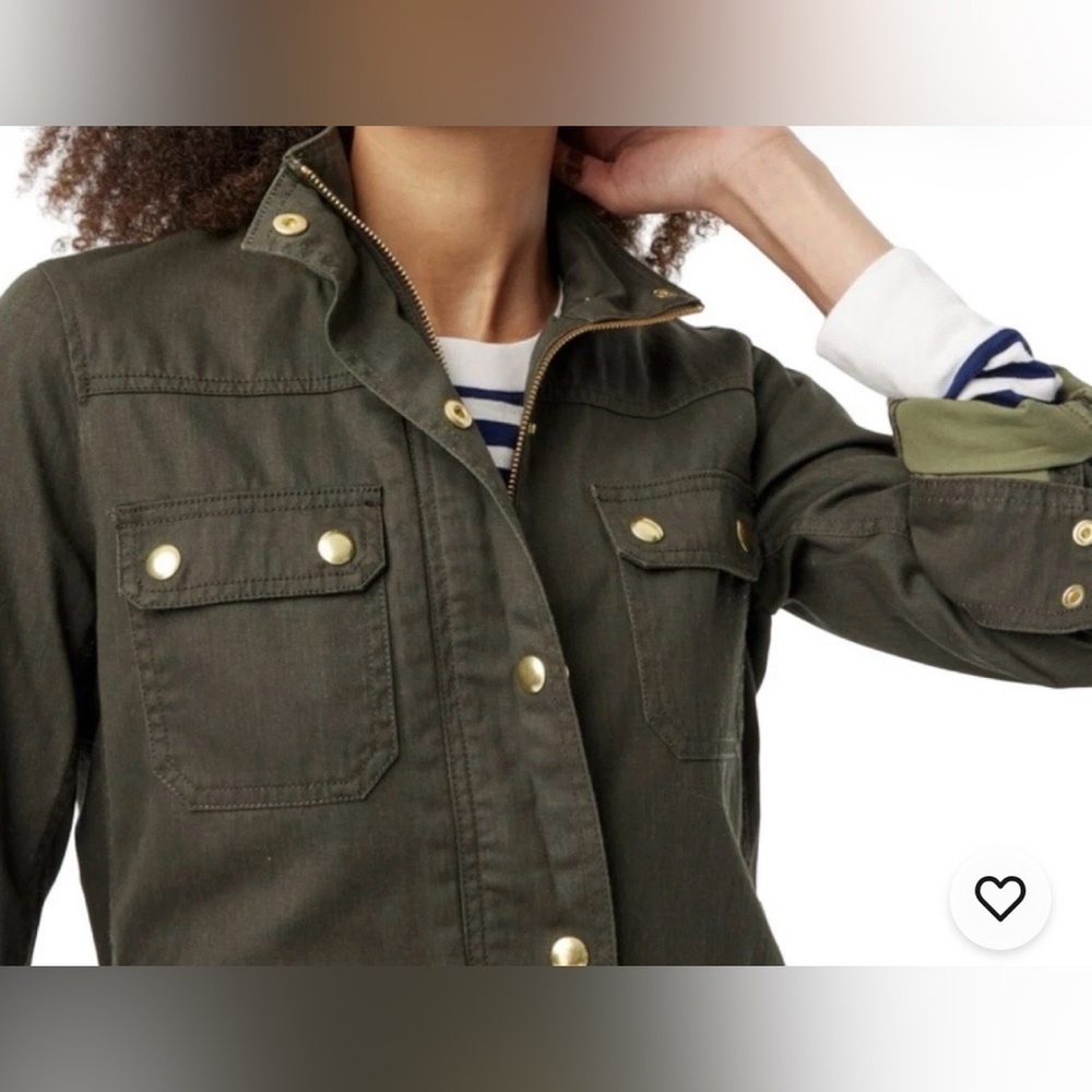 J. Crew Factory Olive Resin Coated Utility Jacket - Picture 2 of 12